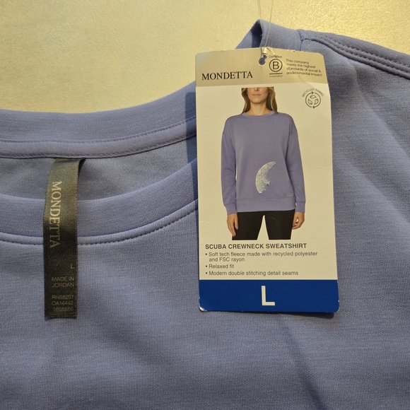 Mondetta Soft Blue Scuba Crewneck - Picture 2 of 3